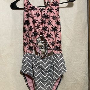 One piece cutout Palm Tree swimsuit